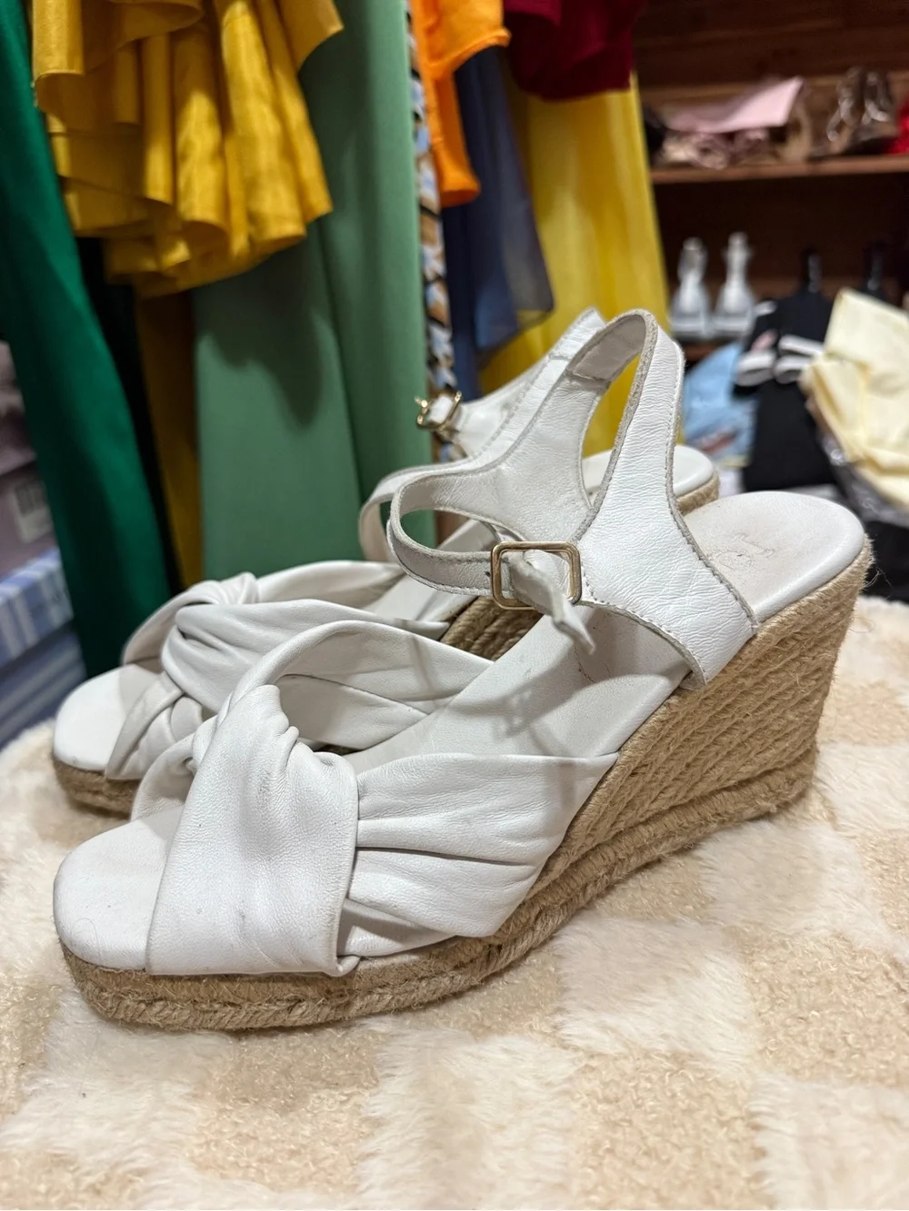 White Wedge Espadrille Sandals - Women's